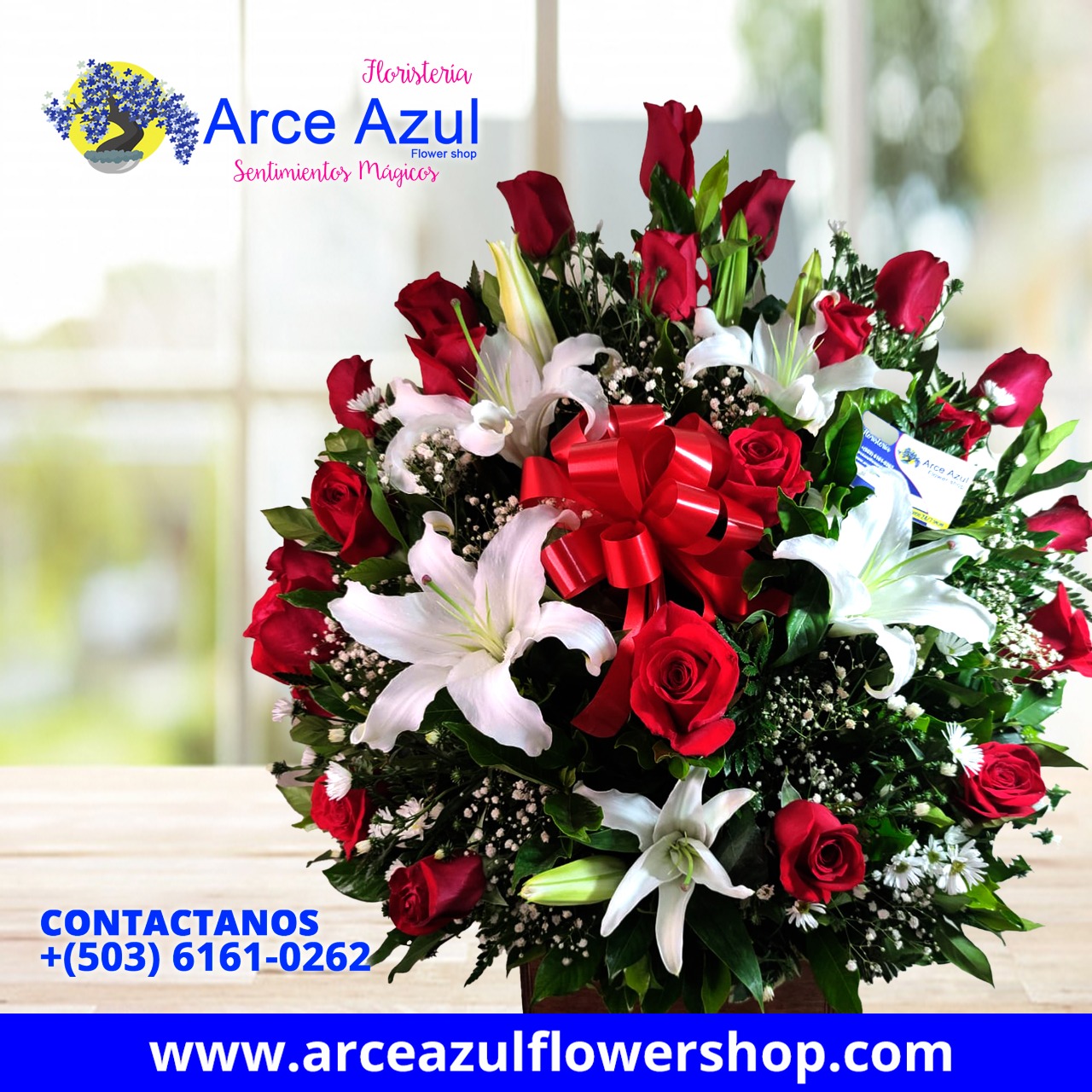 AAA-08 Arreglo de rosas rojas y lirios