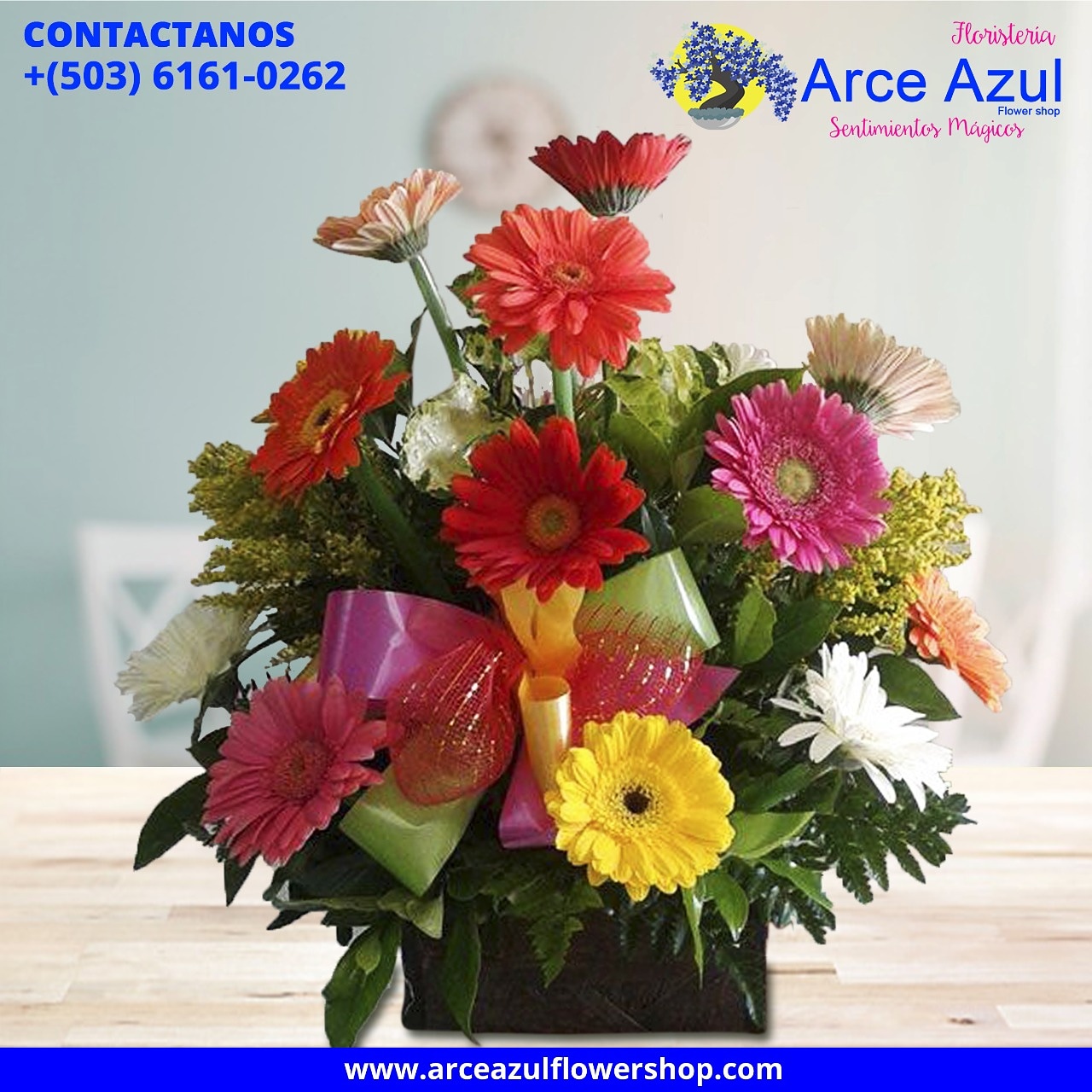 AAA-29 Arreglo Flores colores pequeño – Arce Azul Flower Shop