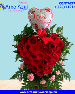 AAA-14 Delicadeza en Corazón de Rosas y Globo