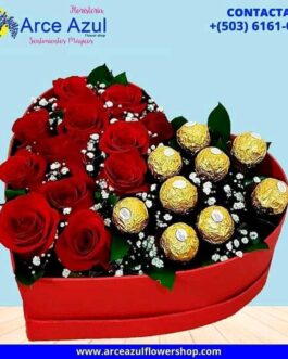 AAA-11 Corazón de rosas y Chocolates Ferrero