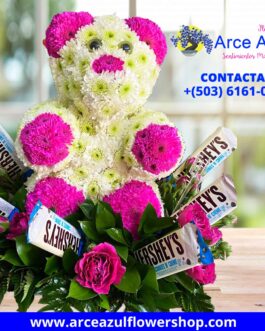 AAA-42 Osito de flores variadas con chocolates