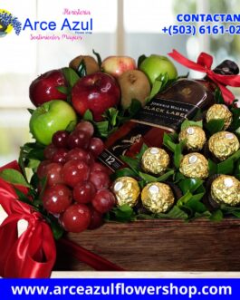 AAA-54 Caja de frutas y chocolates ferrero con whisky Johnnie Walker