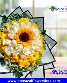 FA-03 Ramo de 48 Rosas y 1 Girasol