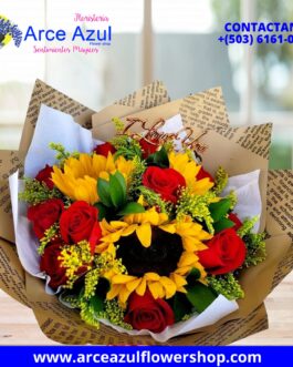 FA-06 Ramo de Rosas Rojas y Girasoles