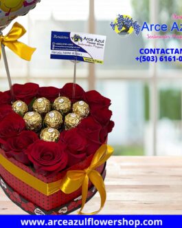 AAA-06 Corazón de Rosas Rojas y Chocolate Ferrero